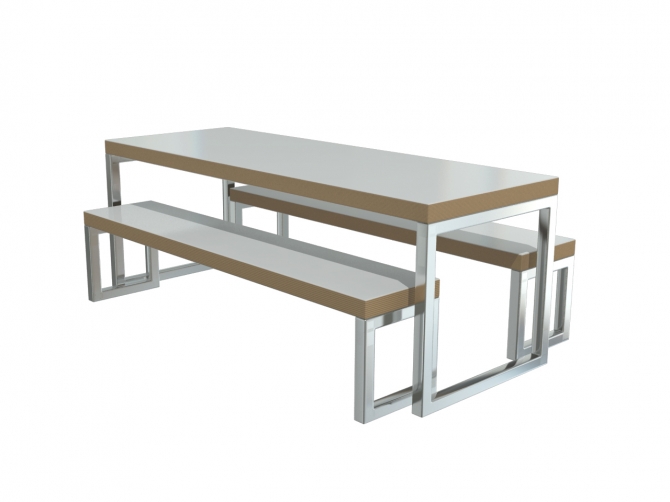 Dadford Table And Fixed Seating Bench Set